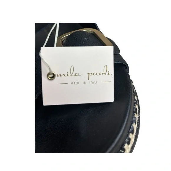 NWT Mila Paoli Black Raffia Slides - Picture 4 of 4